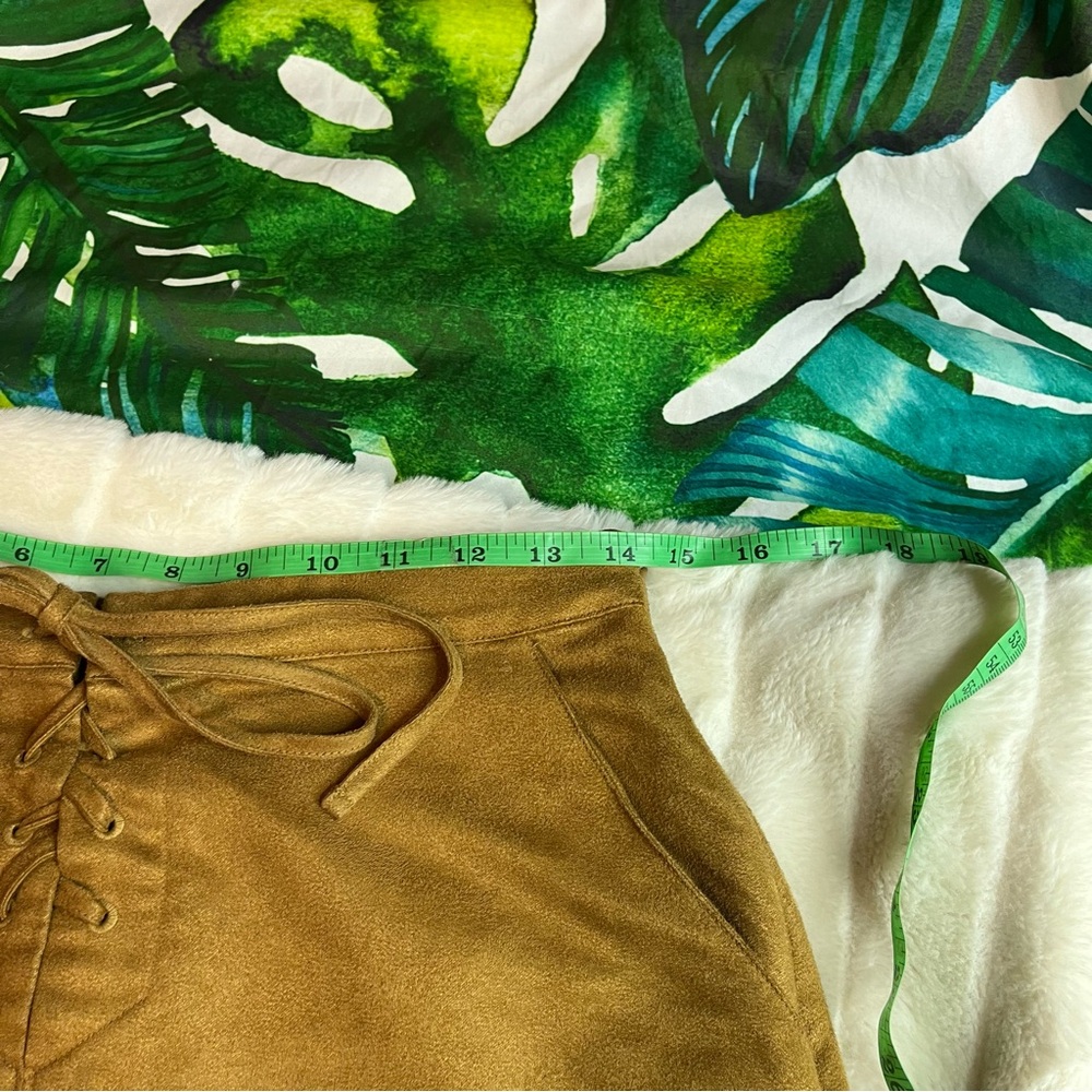 LC Lauren Conrad 4/27 Brown Faux Suede Lace Up Boho Casual Summer Fall Skirt - Picture 6 of 12